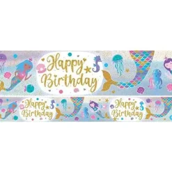 Party Delights Iridecent Mermaid Happy Birthday Banner - 2.7M< Banners