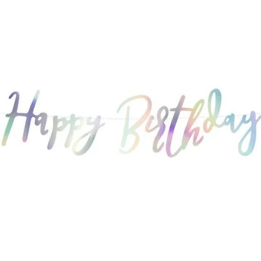 Party Delights Iridescent 'Happy Birthday' Paper Letter Banner - 62Cm< Banners