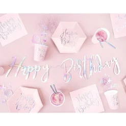 Party Delights Iridescent 'Happy Birthday' Paper Letter Banner - 62Cm< Banners