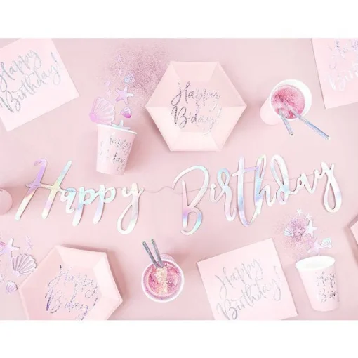 Party Delights Iridescent 'Happy Birthday' Paper Letter Banner - 62Cm< Banners