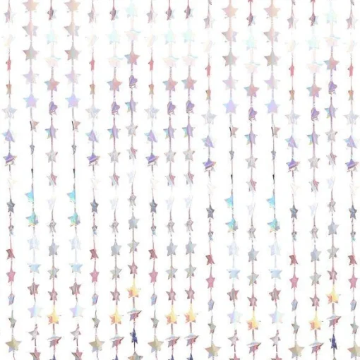Party Delights Iridescent Star Curtain Backdrop - 2.2M X 1.2M< Party Backdrops