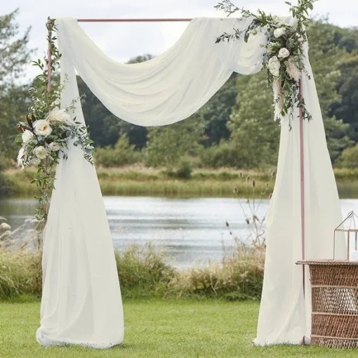 Party Delights Ivory Draping Voile Backdrop - 6M X 2.5M< Party Backdrops