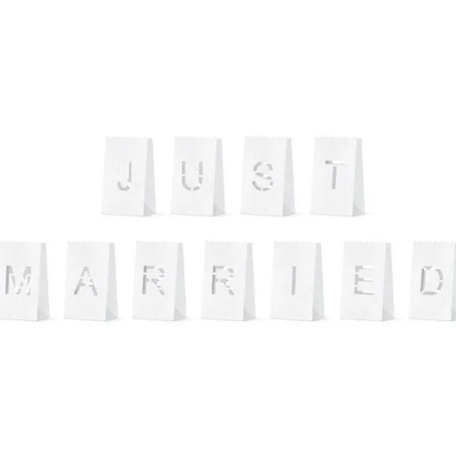 Party Delights Just Married Lantern Candle Bags - 19Cm (11Pk)< Hanging Decorations