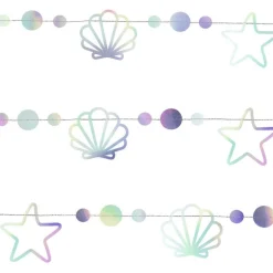Party Delights Mermaid Iridescent Shell Garland - 1.65M< Hanging Decorations