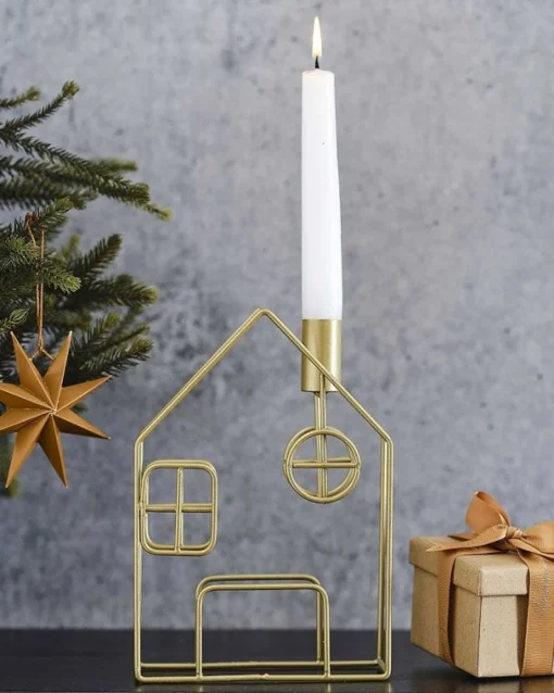 Metal House Dinner Candle Holder<Party Delights Sale