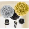 Party Delights Metallic New Year's Eve Pom Pom Decorations - 40Cm (3Pk)< Hanging Decorations