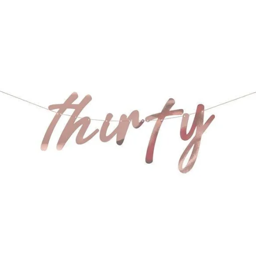 Party Delights Mix It Up Rose Gold 'Thirty' Paper Banner - 1.7M< Bunting