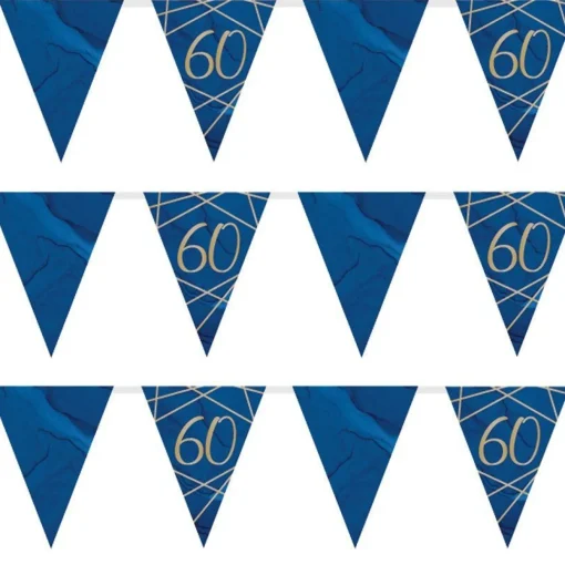 Party Delights Navy & Gold Geode 60Th Birthday Paper Bunting - 3.7M< Bunting