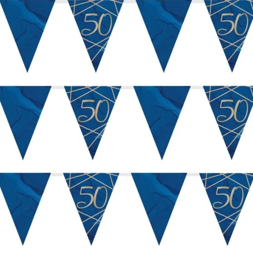 Party Delights Navy & Gold Geode 50Th Birthday Paper Bunting - 3.7M< Bunting