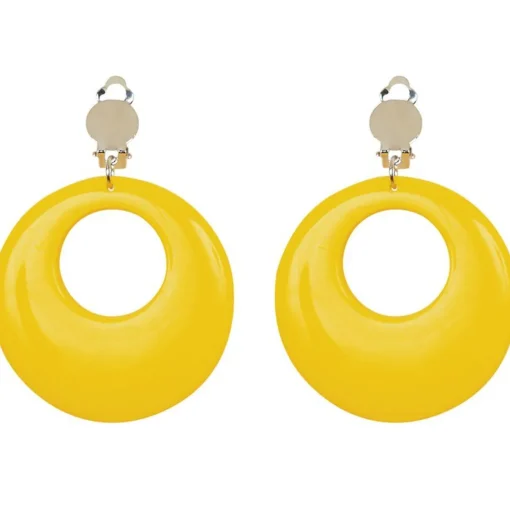 Party Delights Neon Yellow 80's Earrings< Costume Props