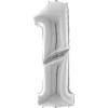 Party Delights Number 1 Silver Foil Balloon - 64"< Number Balloons