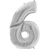 Party Delights Number 6 Silver Foil Balloon - 64"< Number Balloons