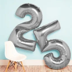 Party Delights Number 6 Silver Foil Balloon - 64"< Number Balloons