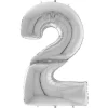Party Delights Number 2 Silver Foil Balloon - 64"< Number Balloons