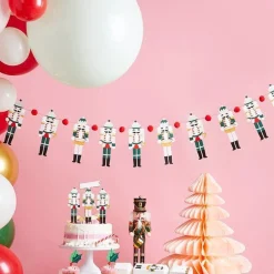Party Delights Nutcracker Pom Pom Garland - 2M< Hanging Decorations