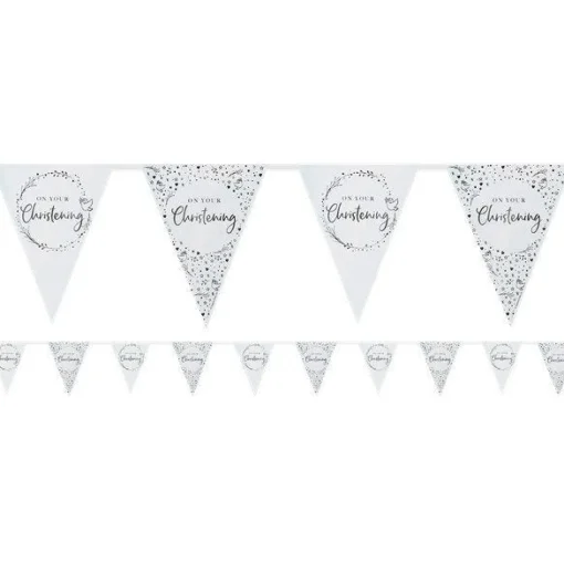 Party Delights On Your Christening Blue Paper Bunting - 3.7M< Bunting
