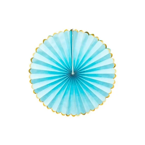 Party Delights Pastel Blue & Gold Paper Fans (3Pk)< Hanging Decorations