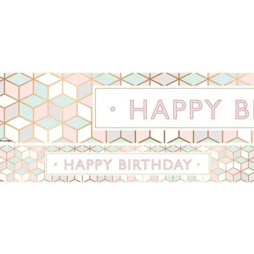 Party Delights Pastel Pink Happy Birthday Paper Banners - 1M (3Pk)< Banners