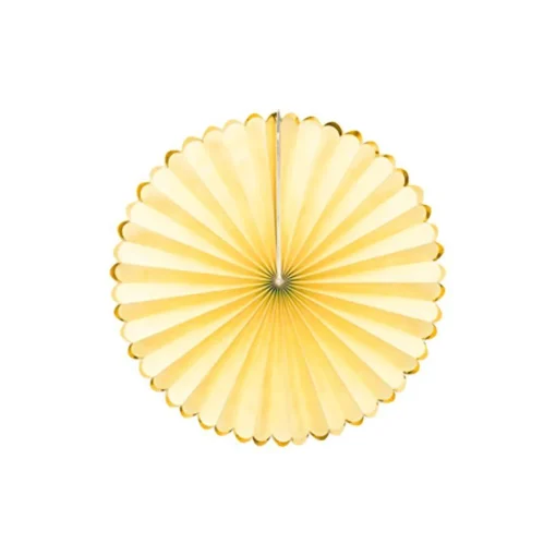 Party Delights Pastel Yellow & Gold Paper Fans (3Pk)< Hanging Decorations