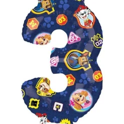 Party Delights Paw Patrol Number 3 Foil Balloon - 26"< Number Balloons