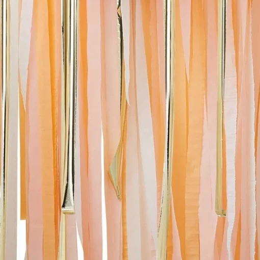 Party Delights Peach & Gold Streamer Backdrop< Hanging Decorations