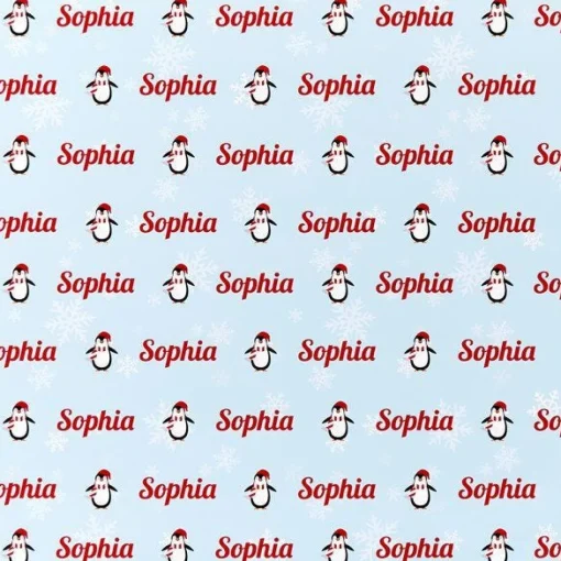 Penguin & Snowflake Christmas Personalised Wrapping Paper- 62 X 100Cm Sheet<Party Delights Outlet
