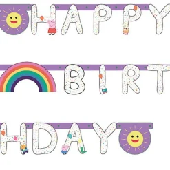 Party Delights Peppa Pig 'Happy Birthday' Paper Letter Banner - 2.1M X 13Cm< Banners