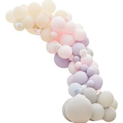 Party Delights Pink & Lilac Mix Balloon Arch With Hydrangea Flowers - 75 Balloons< Arches & Clouds