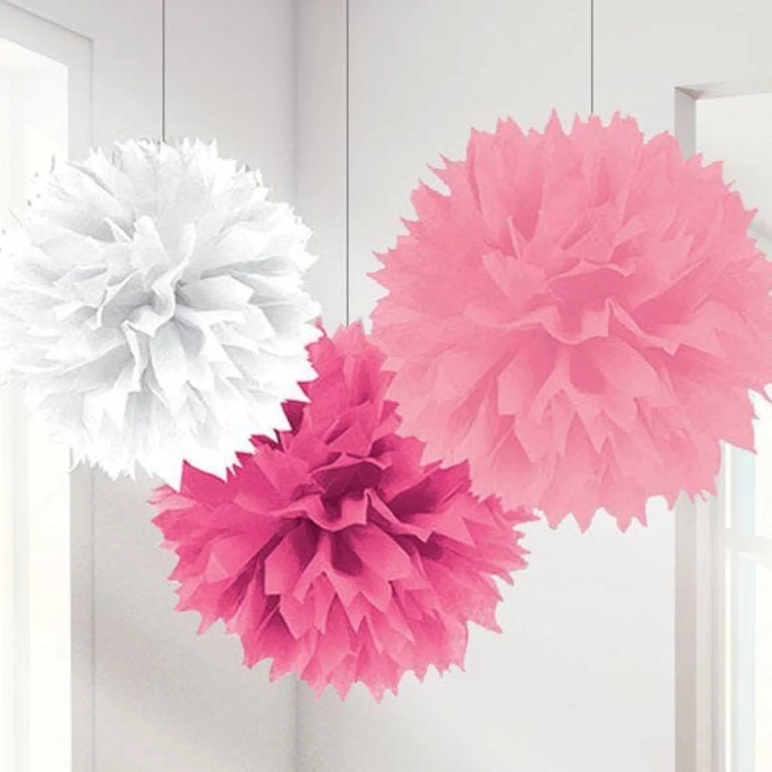 Party Delights Pink Mix Pom Pom Decorations - 40Cm (3Pk)< Hanging Decorations