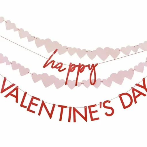 Party Delights Red & Pink Happy Valentines & Heart Paper Banners - 2.5M< Banners