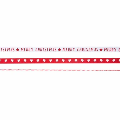 Red & White Merry Christmas Ribbon Kit - 10M<Party Delights Clearance