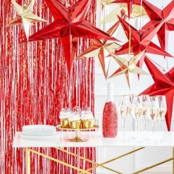 Red Paper Star Hanging Decoration - 70Cm<Party Delights Discount