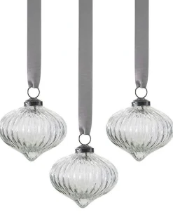 Ribbed Glass Tree Decoration (3Pk)<Party Delights Discount