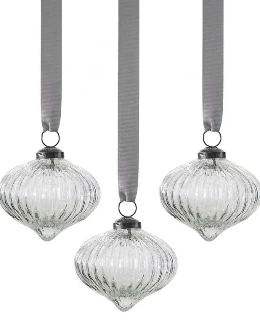 Ribbed Glass Tree Decoration (3Pk)<Party Delights Discount