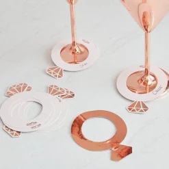Party Delights Ring Shaped Rose Gold Foil Drink Markers (10Pk)< Wearables
