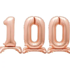 Party Delights Rose Gold 100 Standing Balloon Kit - 30" Foil< Number Balloons