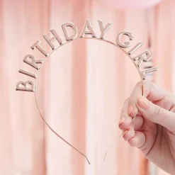 Party Delights Rose Gold Birthday Girl Metal Headband< Wearables
