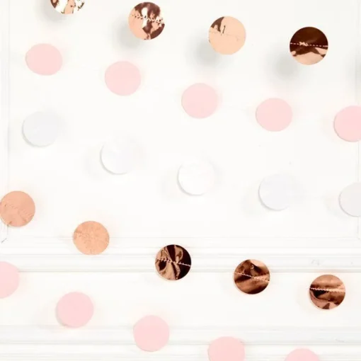 Party Delights Rose Gold Blush Dot Garlands - 2.1M (6Pk)< Hanging Decorations