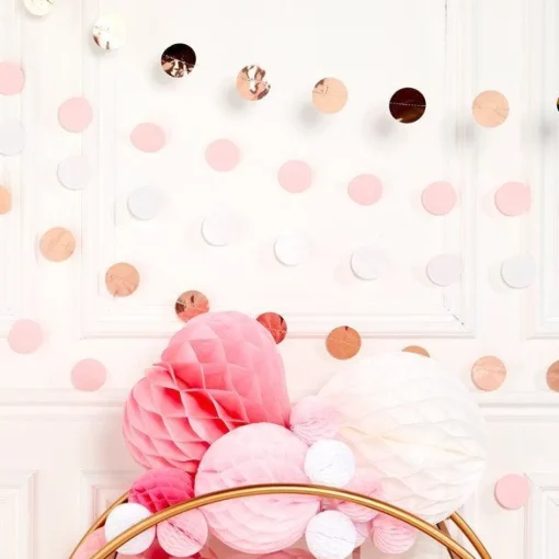 Party Delights Rose Gold Blush Dot Garlands - 2.1M (6Pk)< Hanging Decorations