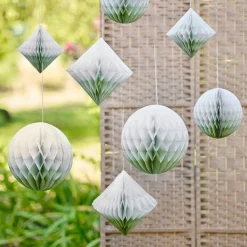 Party Delights Sage Dip Dye Paper Honeycomb Decorations (8Pk)< Hanging Decorations