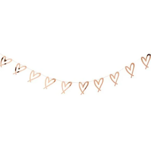 Party Delights She Said Yaaas Rose Gold Heart Paper Garland - 2M< Hanging Decorations