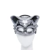 Party Delights Silver & Black Jewelled Cat Masquerade Mask< Masks