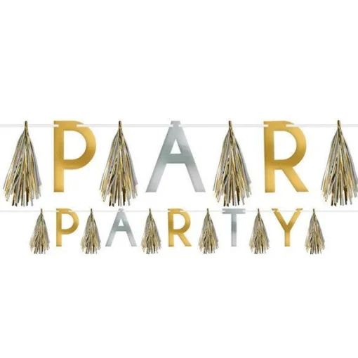 Party Delights Silver & Gold Party Tassle Garland - 3.4M< Hanging Decorations