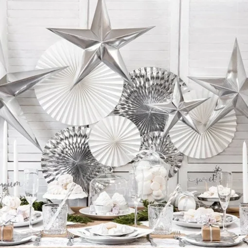 Party Delights Silver Fans (3Pk)< Hanging Decorations