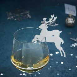 Silver Glitter Reindeer Glass Decoration (10Pk)<Party Delights Discount