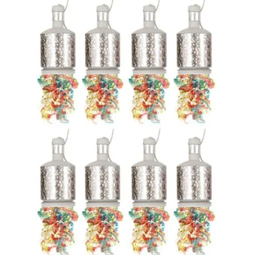 Silver Holographic Party Poppers (20Pk)<Party Delights Sale