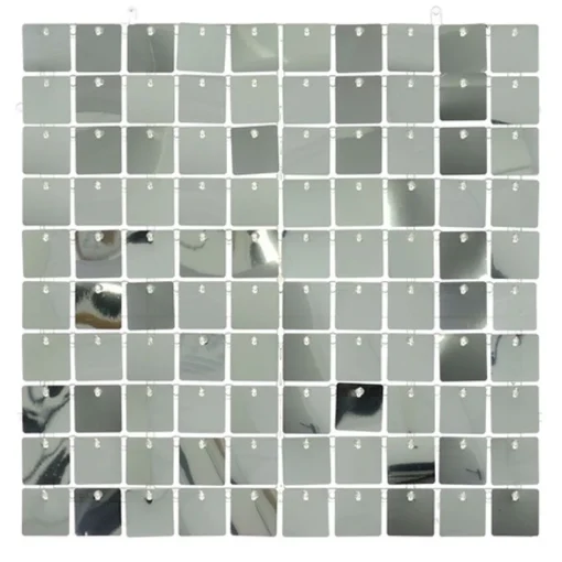 Party Delights Silver Sequin Acrylic Backed Wall Panel - 30Cm X 30Cm< Party Backdrops