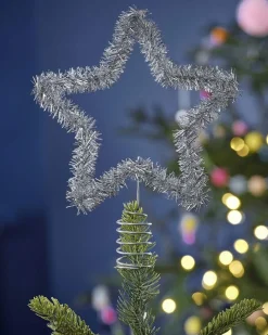 Silver Tinsel Tree Topper<Party Delights Outlet