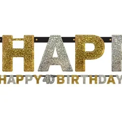 Party Delights Sparkling Celebration 40Th Birthday Letter Banner - 2M< Banners