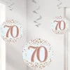 Party Delights Sparkling Fizz 70Th Hanging Swirls (6Pk)< Hanging Decorations